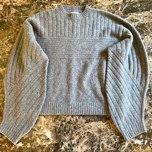Inexclsv Grey Wool Blend Crew Neck Sweater, Medium
